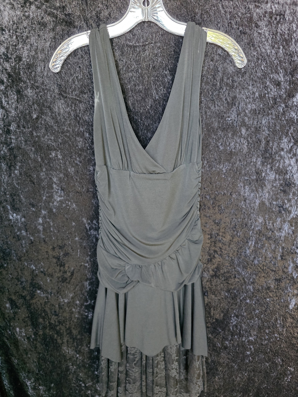 Sleeveless Black Draped Cocktail Dress